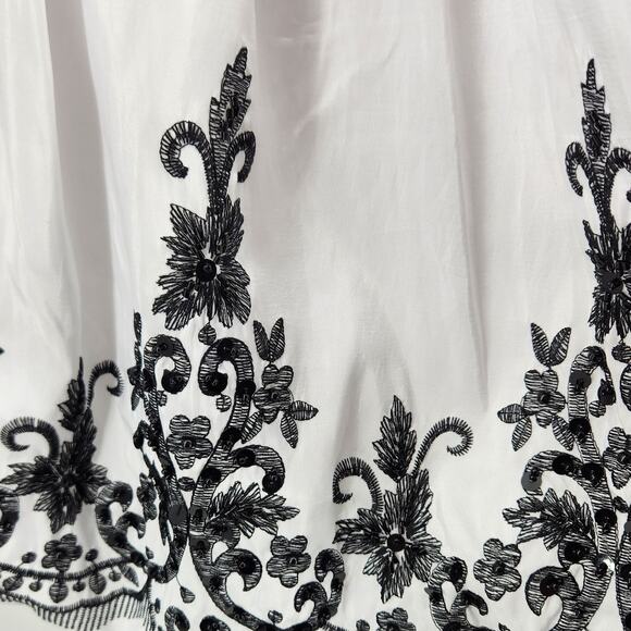 May Queen Y2K Strapless Mini Dress Ruched Waist Bubble Hem Embroidered - Picture 6 of 7